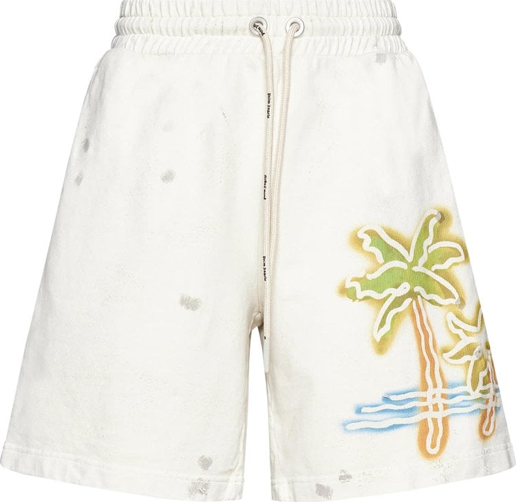 Palm Angels Palm Neon Sweatshorts 'Off White/Multicolor', white