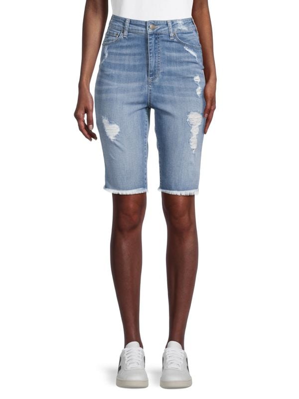 SERA Maya High Waist Denim Biker Shorts, tacoma