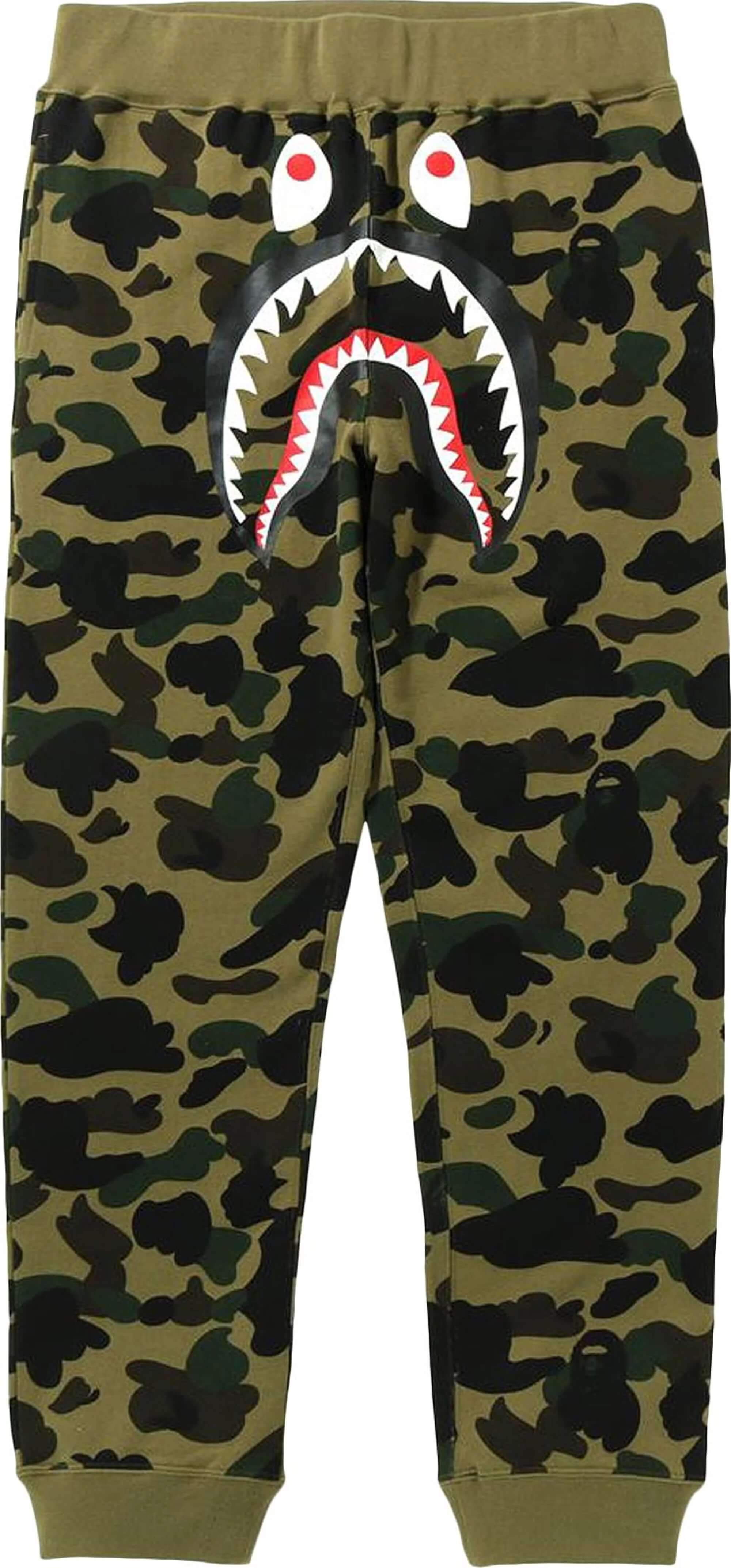 بنطال رياضي Bape 1st Camo Shark Slim، باللون الأخضر