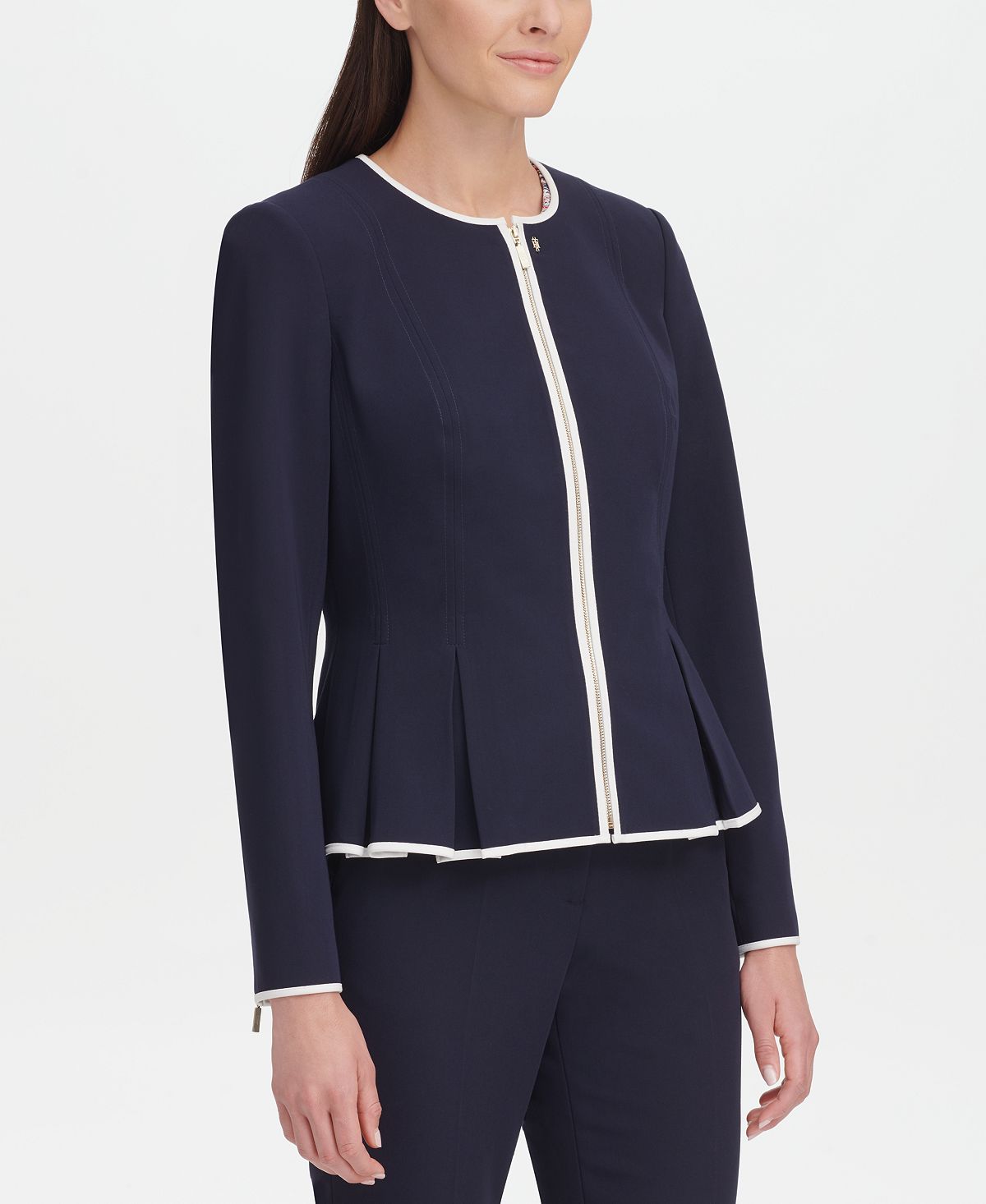 Tommy Hilfiger Front Zip Peplum Jacket, Multi