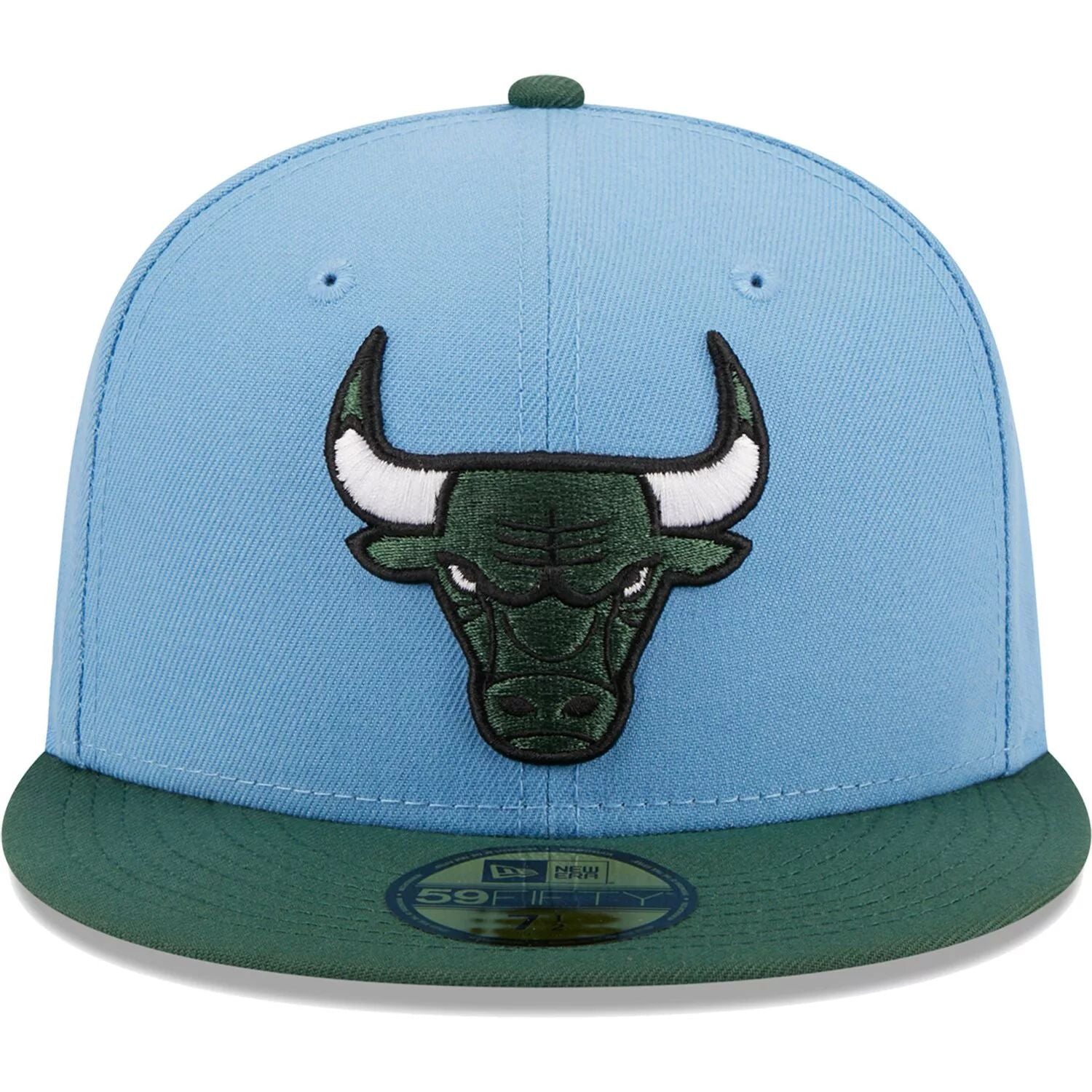 قبعة رجالية من New Era بلونين أزرق فاتح/أخضر، قبعة Chicago Bulls 59FIFTY