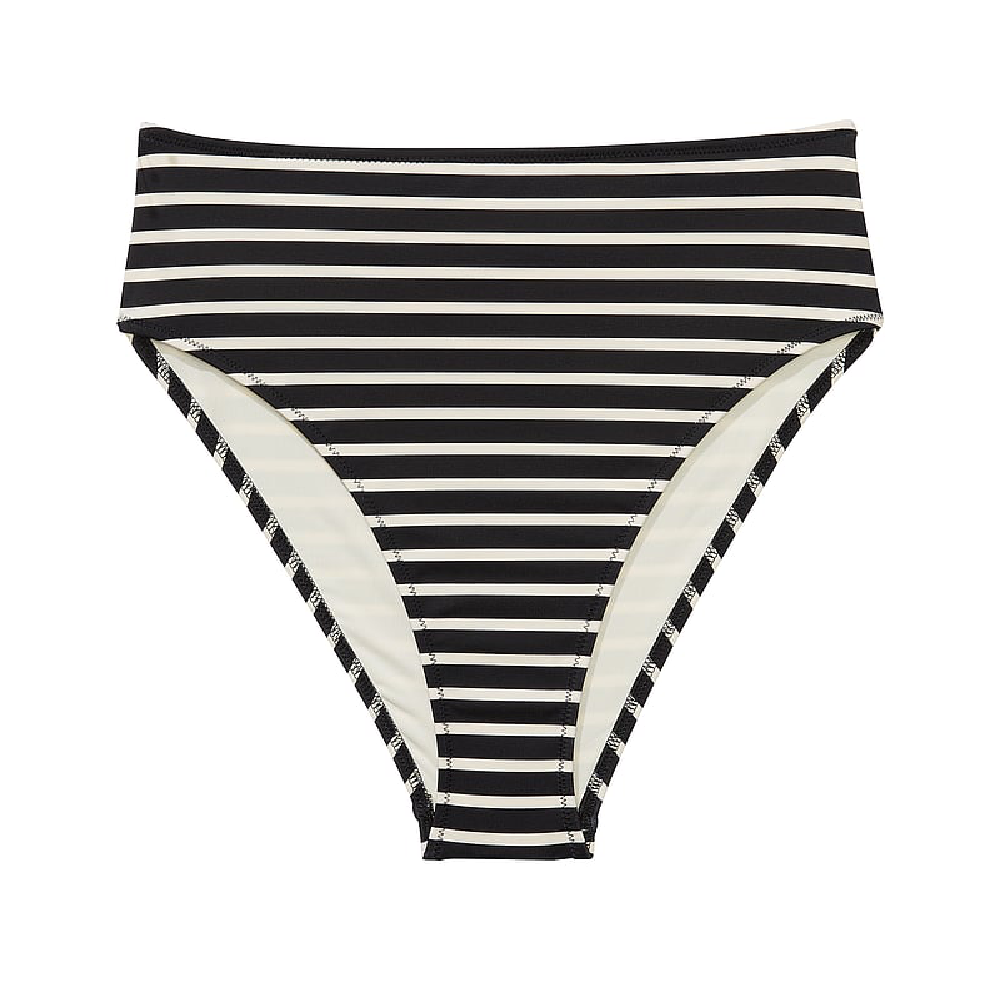 Victoria's Secret Pink High-waist Cheeky Bikini Briefs, Cream/Black