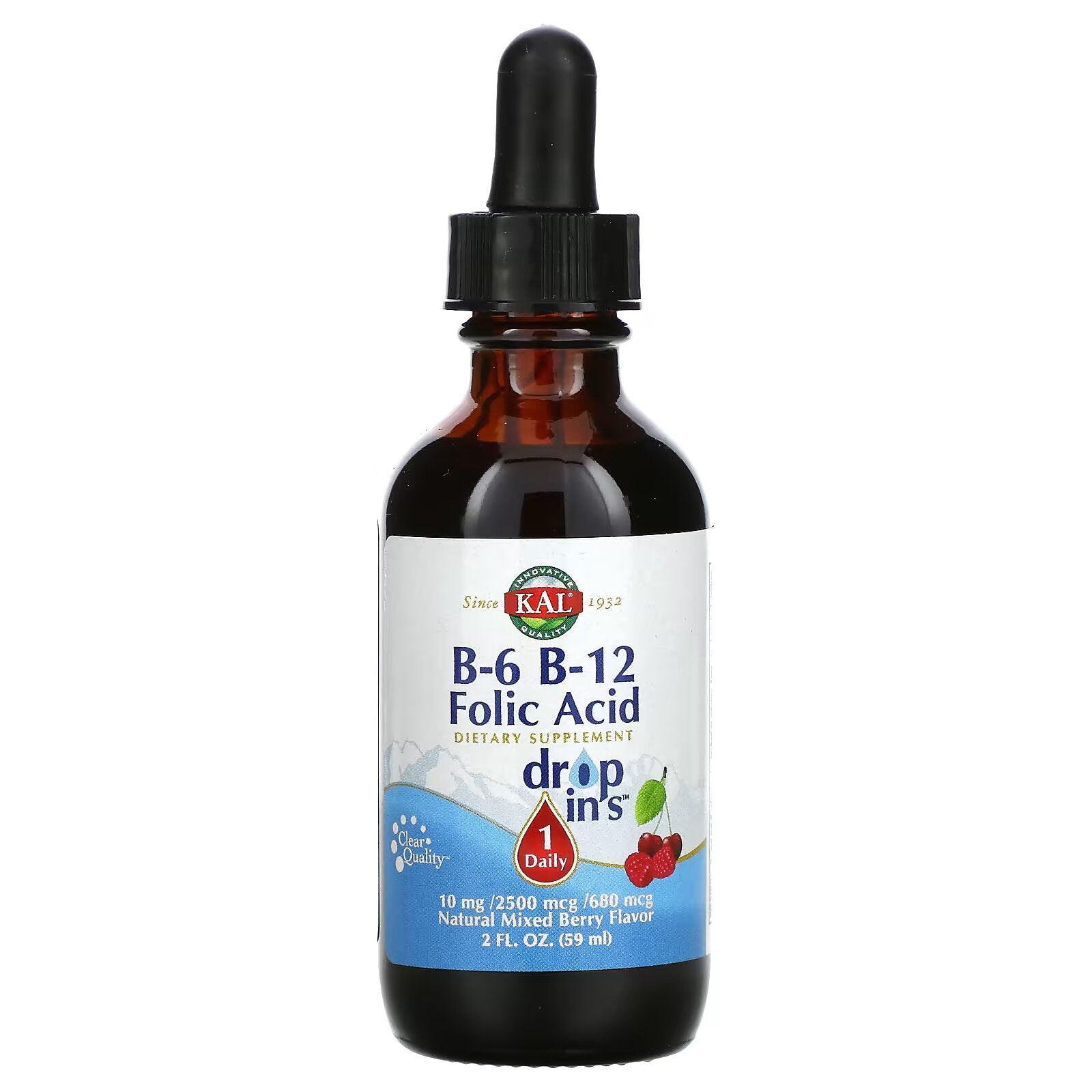 KAL, Folic Acid B6 & B12, Natural Berry Flavor, 2 fl oz (59 ml)