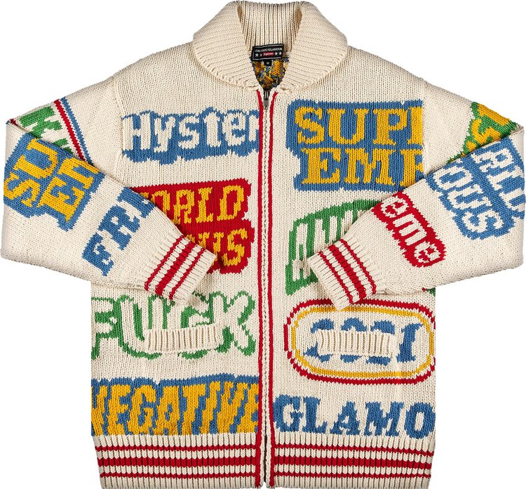 Supreme x Hysteric Glamor Logos Zip Up Sweater 'Natural', cream