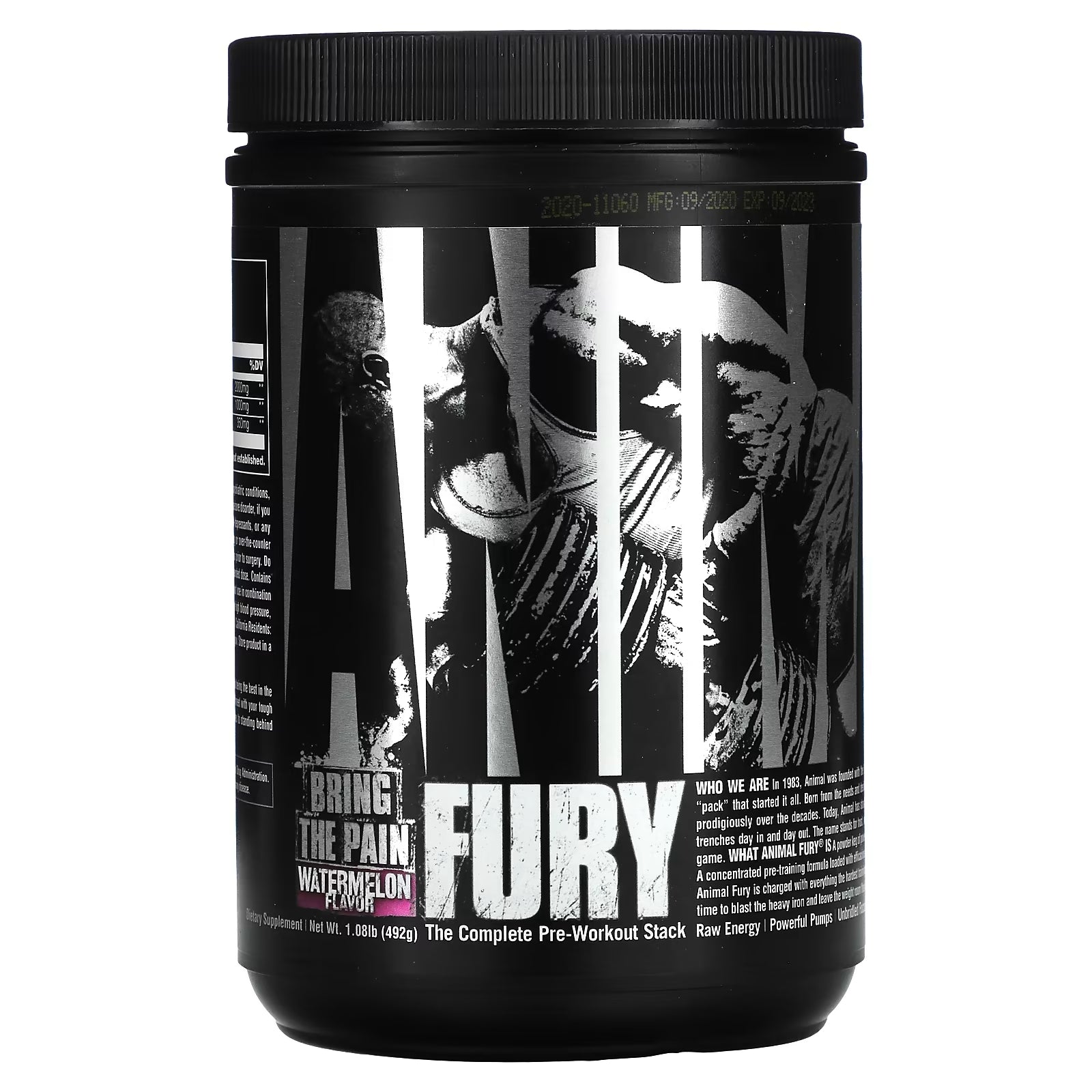 Universal Nutrition Animal Fury Pre-Workout Supplement, Watermelon, 492 g