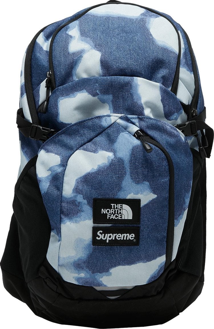 Supreme x The North Face Bleached Denim Print Pocono Backpack Indigo, blue