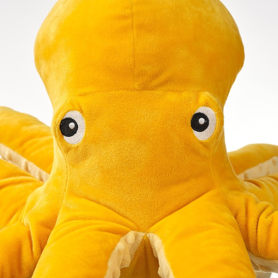 Soft toy Ikea Blavingad Octopus, 50 cm, yellow