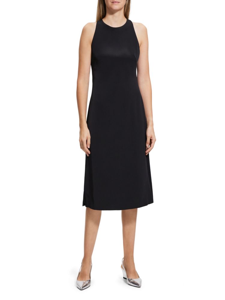 Theory Crossover Back Midi Dress, Black