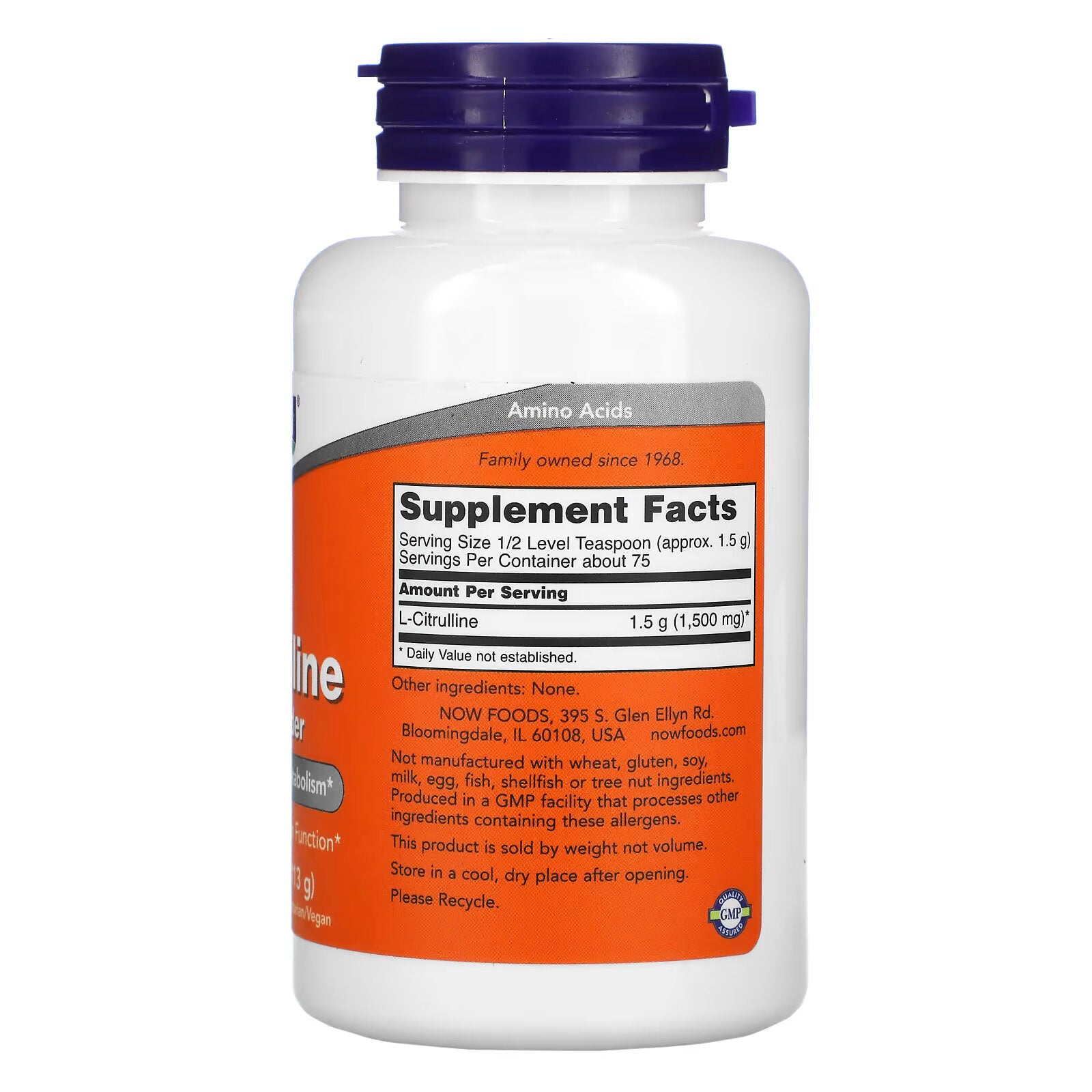 مسحوق L-Citrulline النقي من NOW Foods، 113 جم