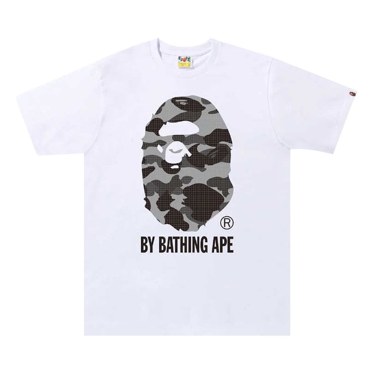 تي شيرت BAPE Grid Camo By A Bathing Ape باللون الأبيض/الأسود، باللون الأبيض