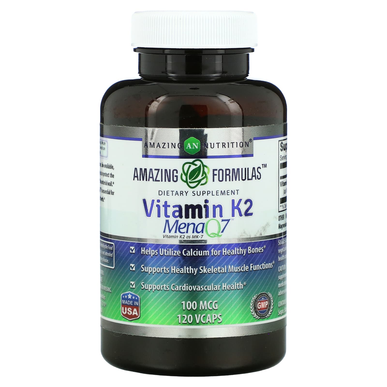 Vitamin K2 Amazing Nutrition, 120 Capsules