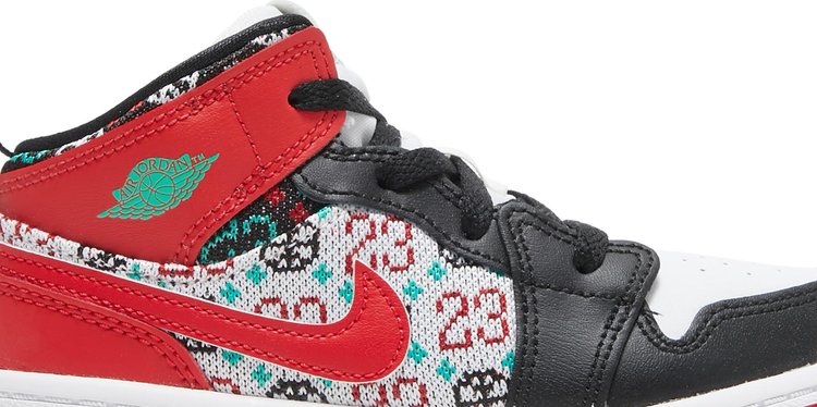 Air Jordan 1 Mid SE TD Ugly Christmas Sweater, red