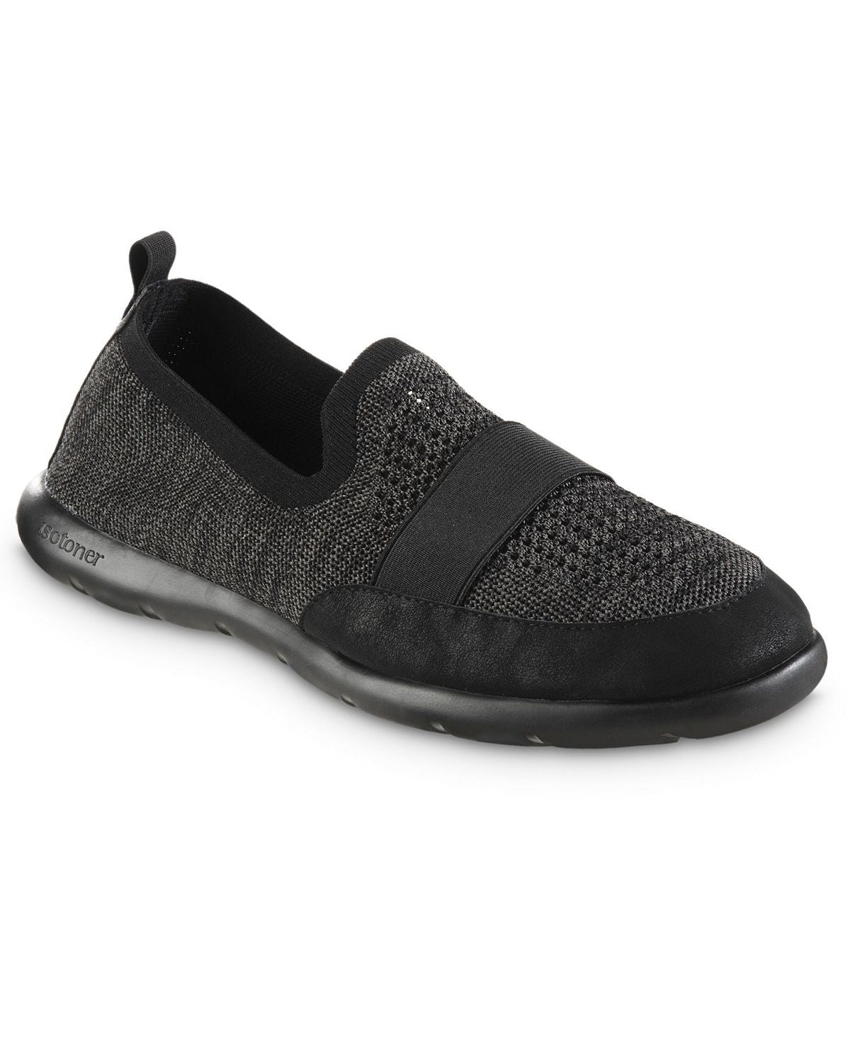 Men's isotoner zenz knit slippers indoor and outdoor Totes, black