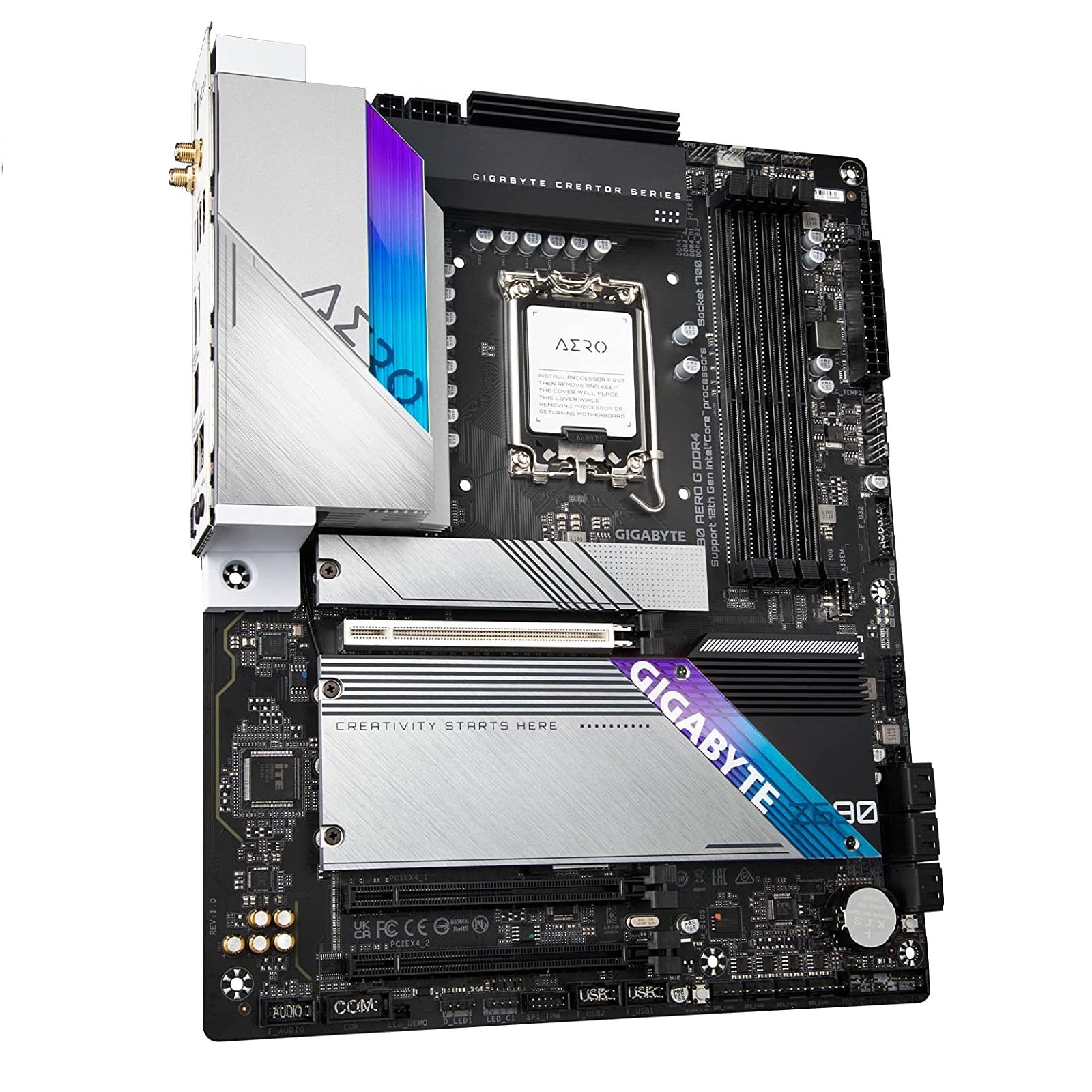 GIGABYTE Z690 AERO G motherboard, DDR4, WiFi 6, white/black