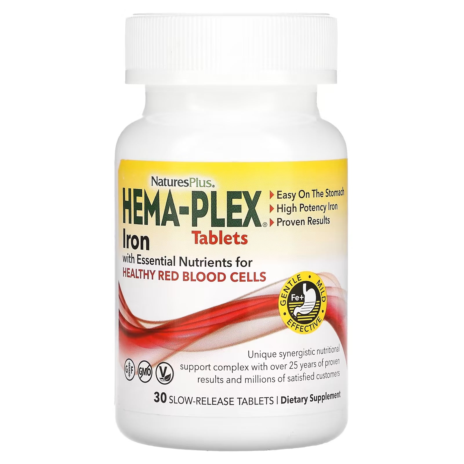 NaturesPlus Hema-Plex Iron with Essential Nutrients for Healthy Red Blood Cells, 30 Tablets