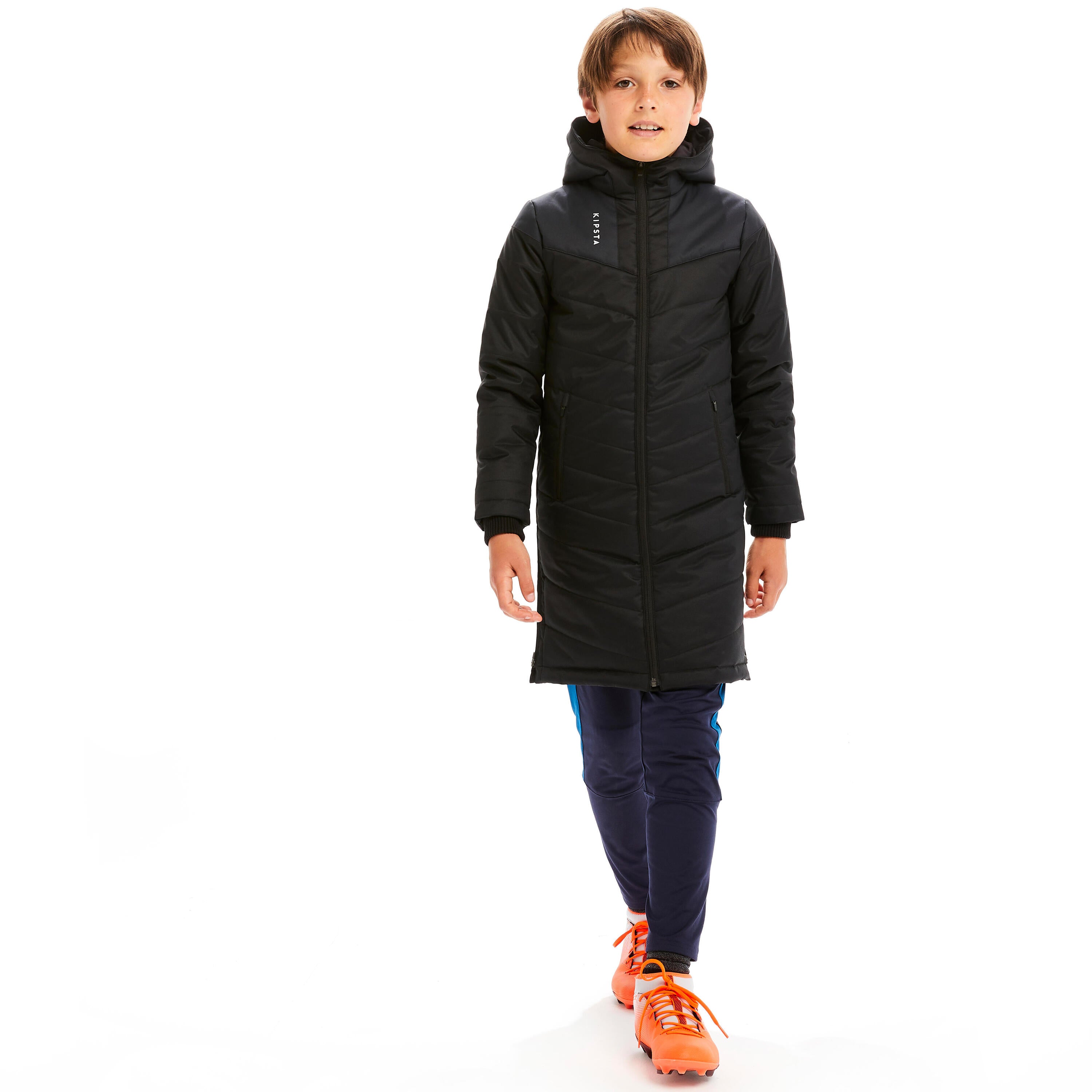 Football parka long TRX children's dark blue KIPSTA, dark blue/black blue