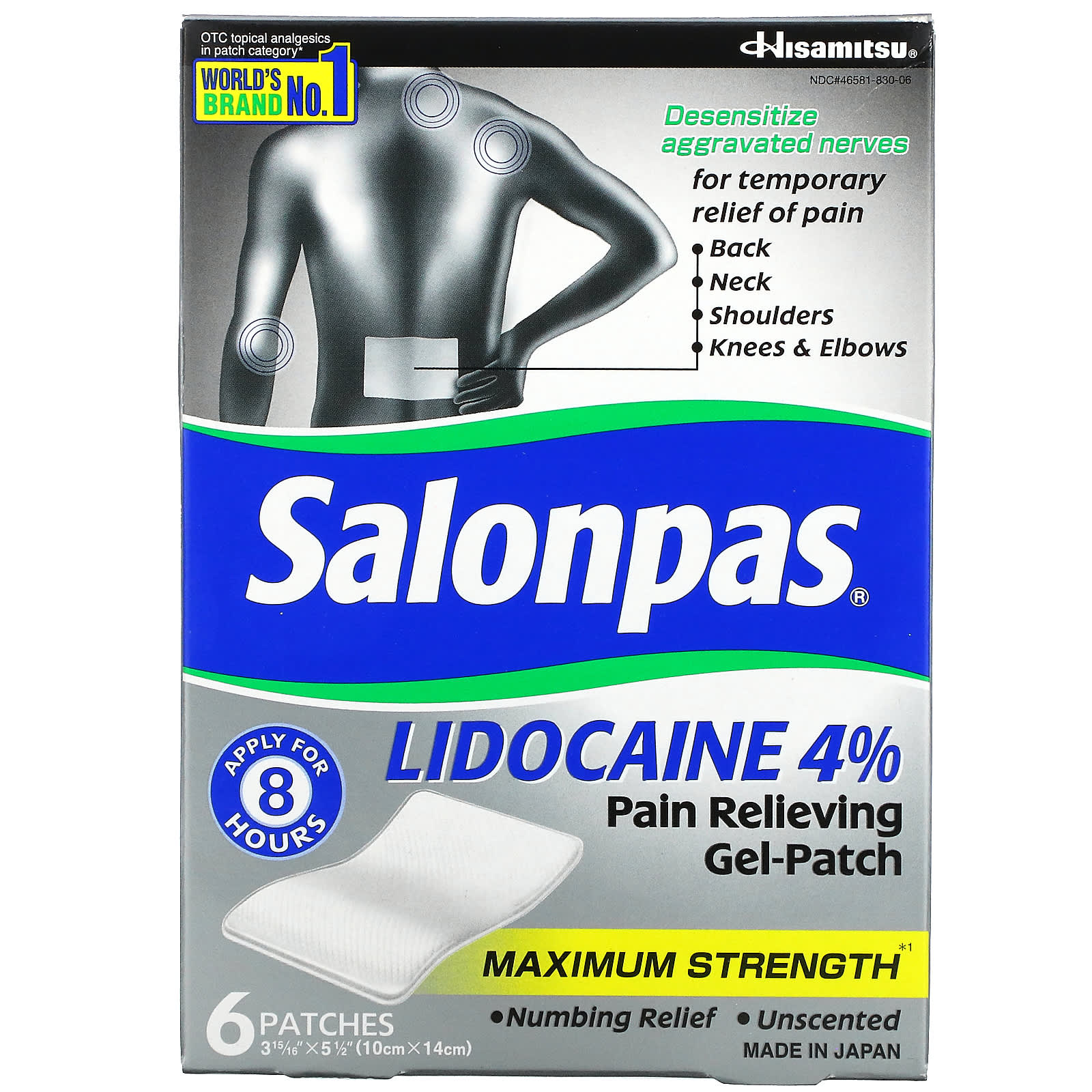 Pain Relieving Gel - Patch Salonpas, 6 patches