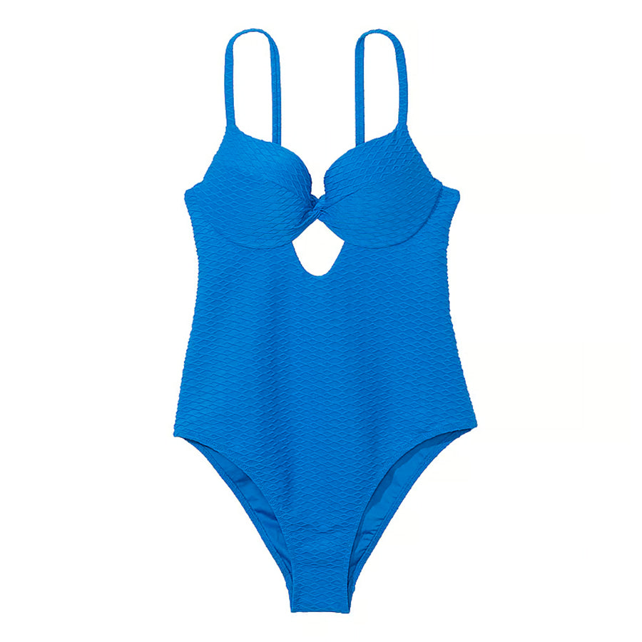 Victoria's Secret Swim Twist-Front Removable Push-Up One-Piece Fishnet Swimsuit, blue