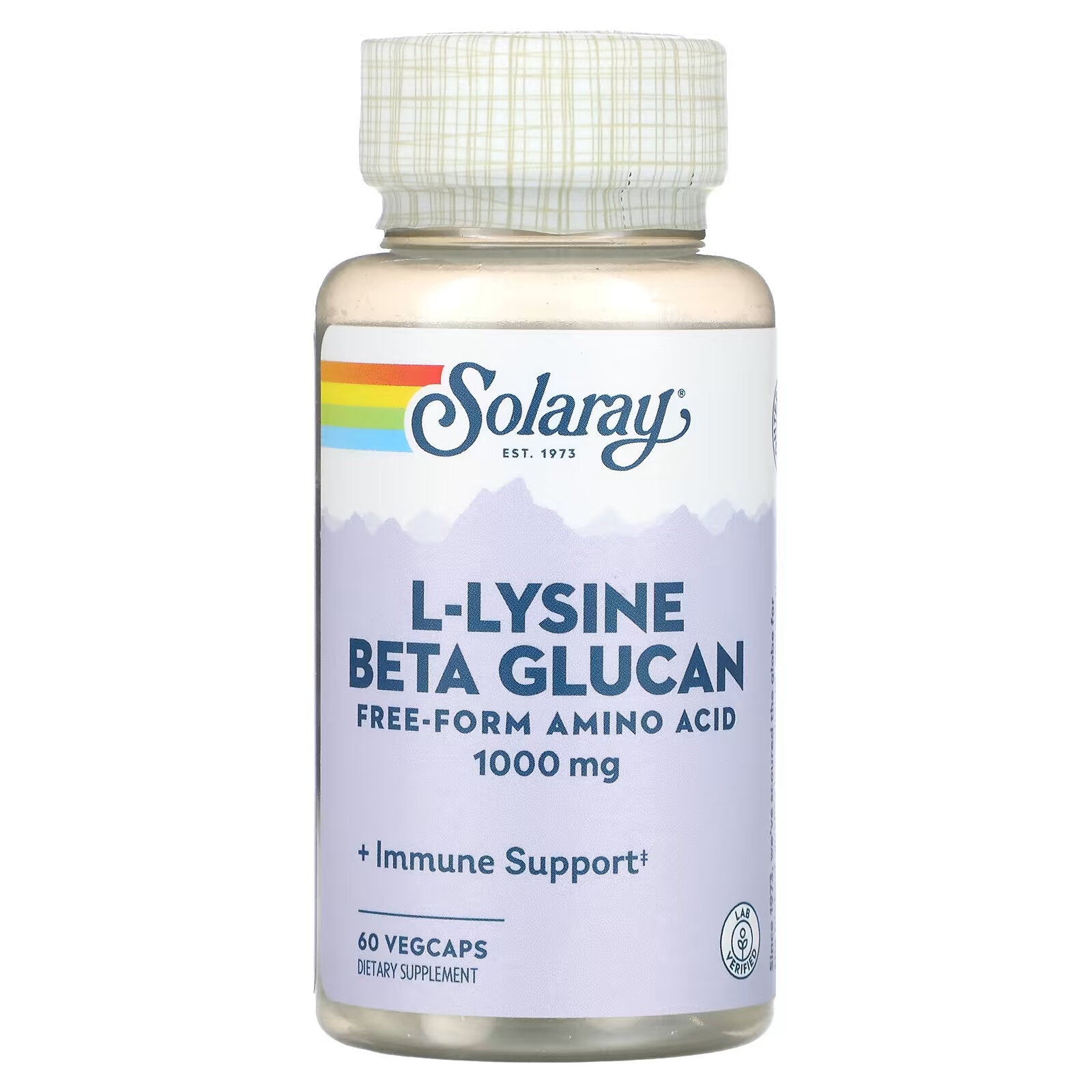 Solaray, L-Lysine and Beta Glucan, 500 mg, 60 Vegetarian Capsules