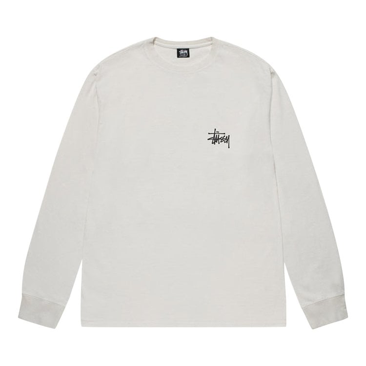 Stussy Basic Pigment Dyed Long-Sleeve Tee 'Natural', white