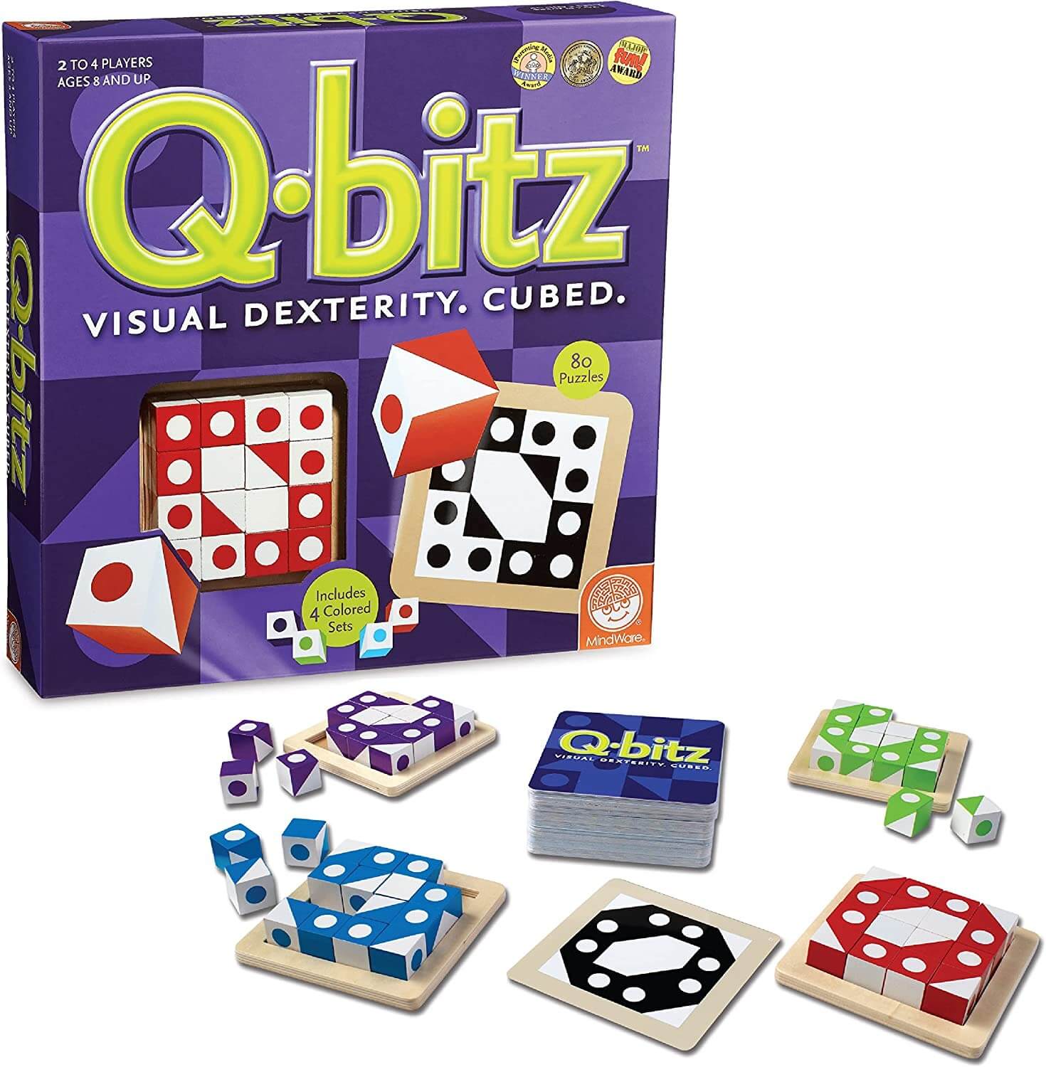 Board Game Mindware Q-Bitz Pattern Matching Fun