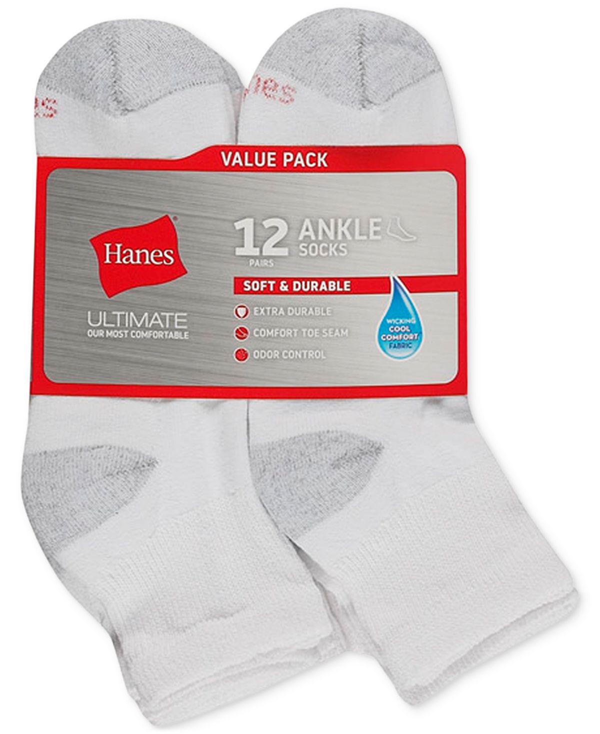 Men's 12-piece Ultimate Hanes Ankle Socks