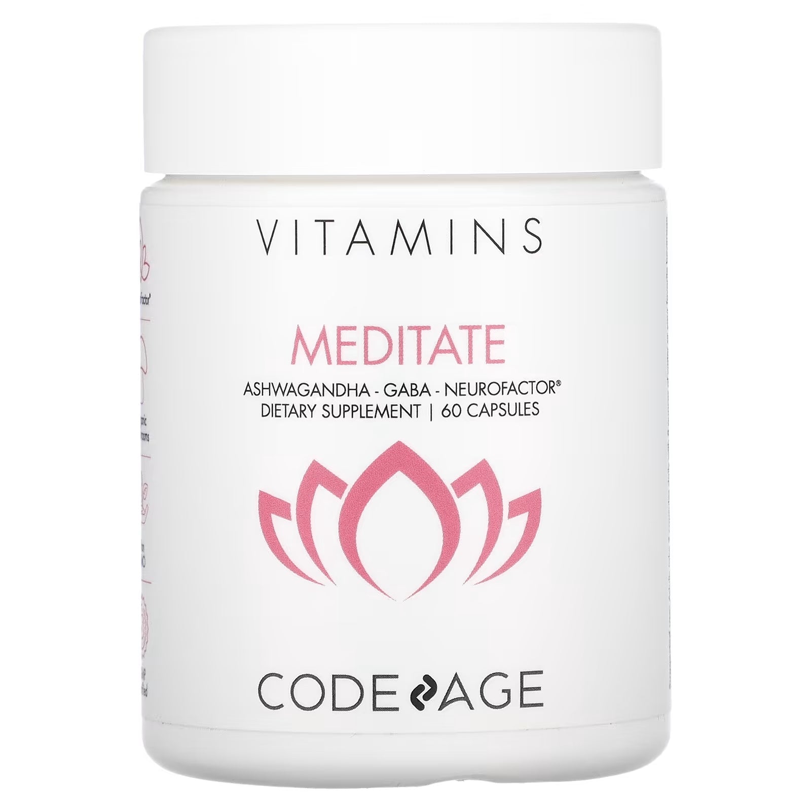 Codeage Vitamins Meditate Ashwagandha Gaba Neurofactor, 60 Capsules