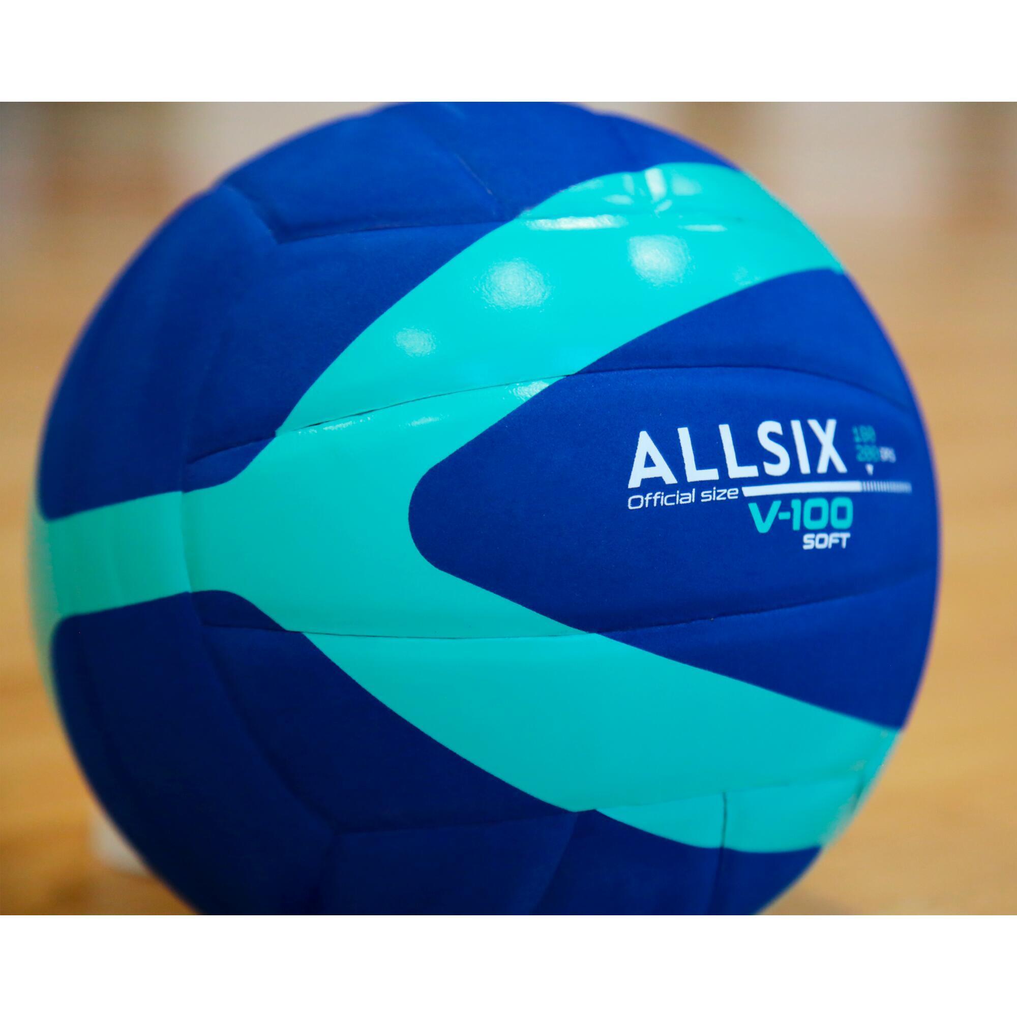 Volleyball ball V100 Soft 180-200g 4-5 years old Blue ALLSIX