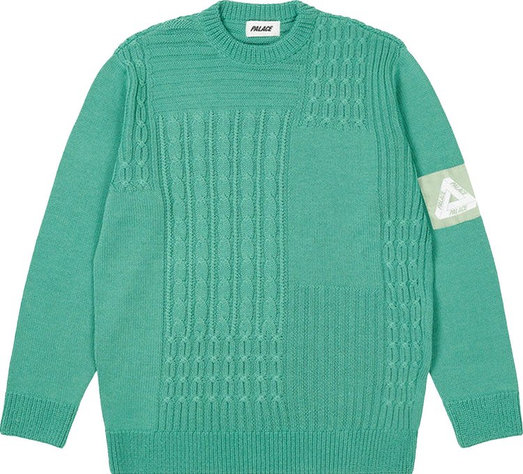 Palace Cable Patchwork Knit 'Mint' Jumper, Green