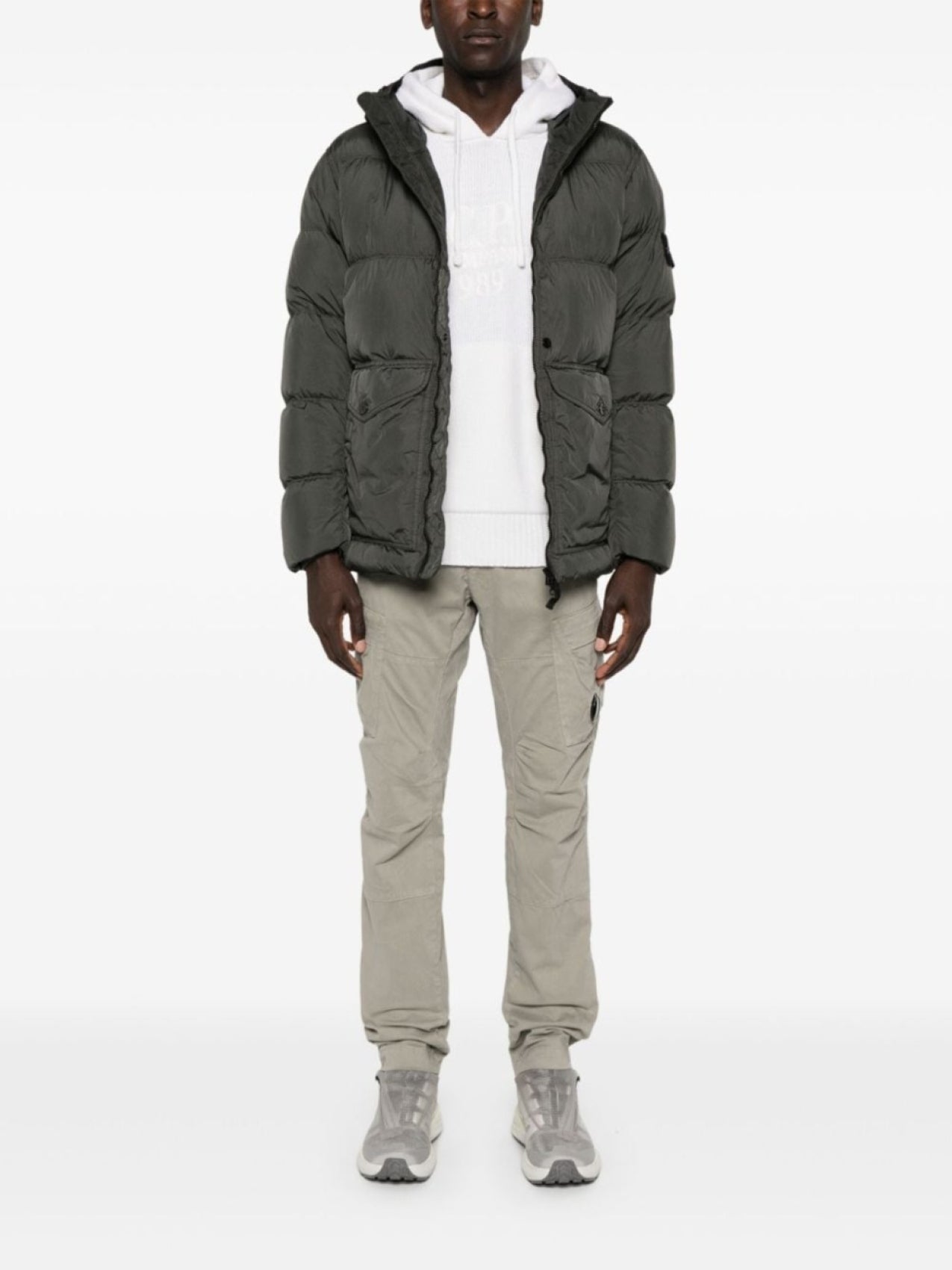 Stone Island Compass Icon Down Jacket, Gray