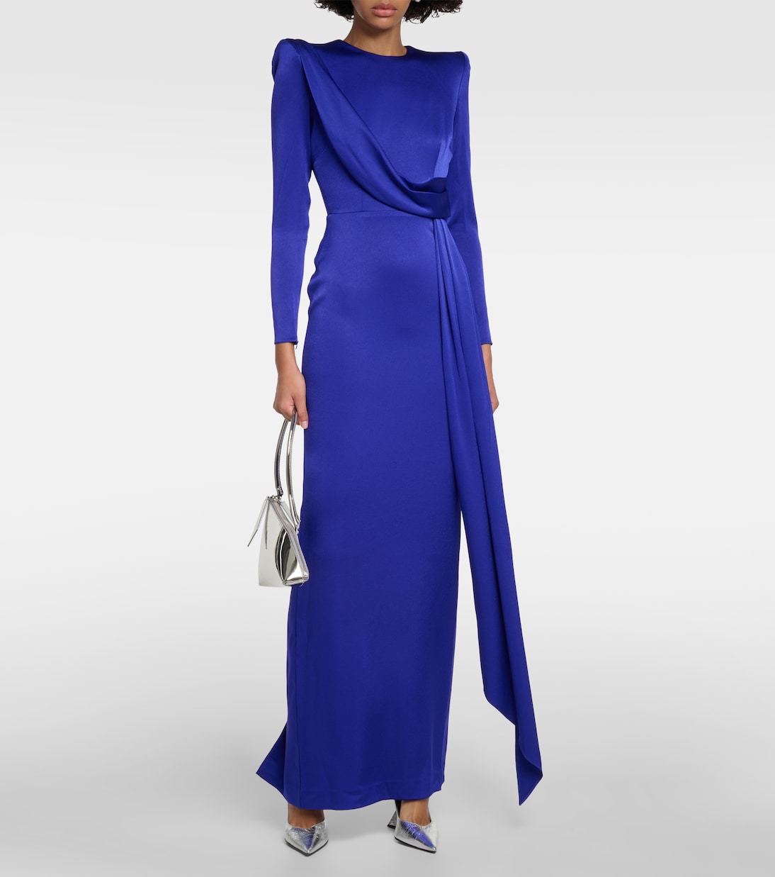 Alex Perry satin draped dress, blue