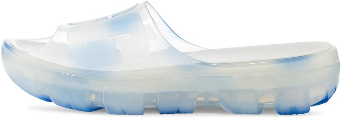 Jella Clear Watercolors Slide UGG Flat Sandals in Cloudy Sky