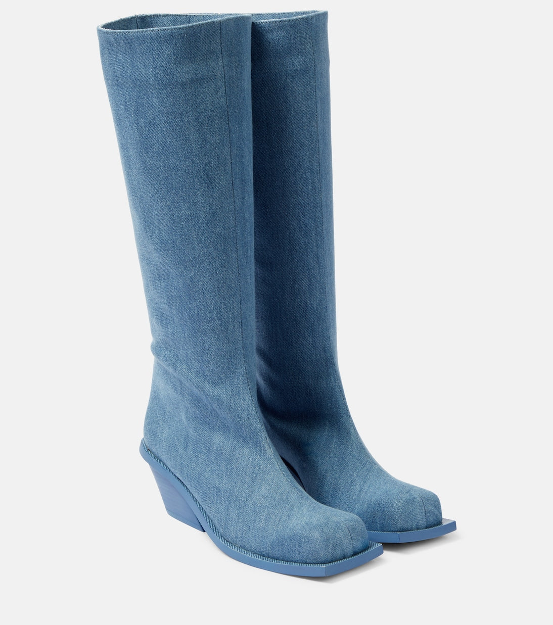 Gia Borghini blondine knee-high denim boots, blue