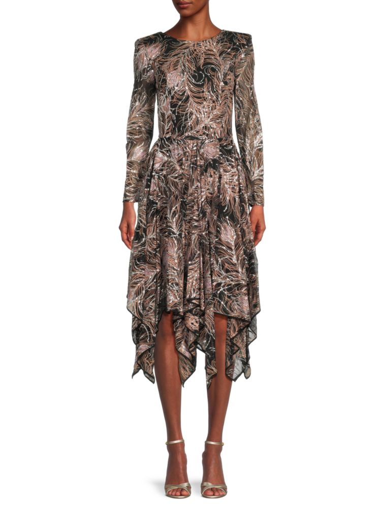 Silk midi dress with glitter Love Etro pattern, black