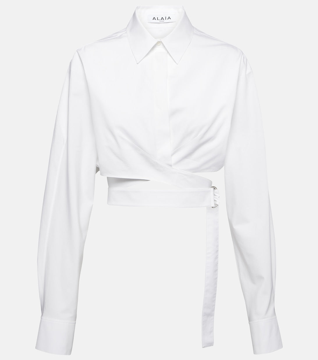 ALAÏA cotton poplin cropped shirt, white