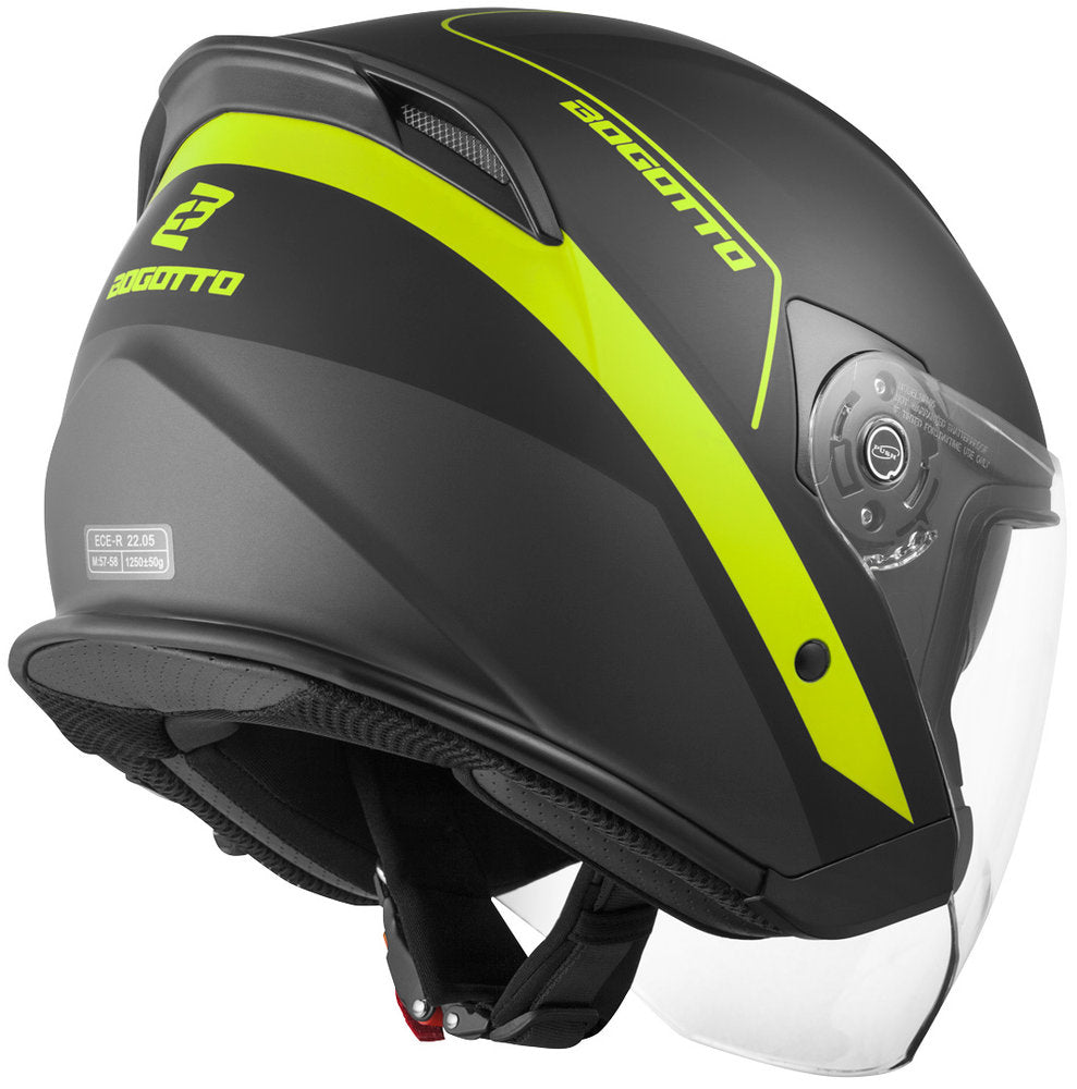 V586 Detri Jet Bogotto helmet, matte black/yellow