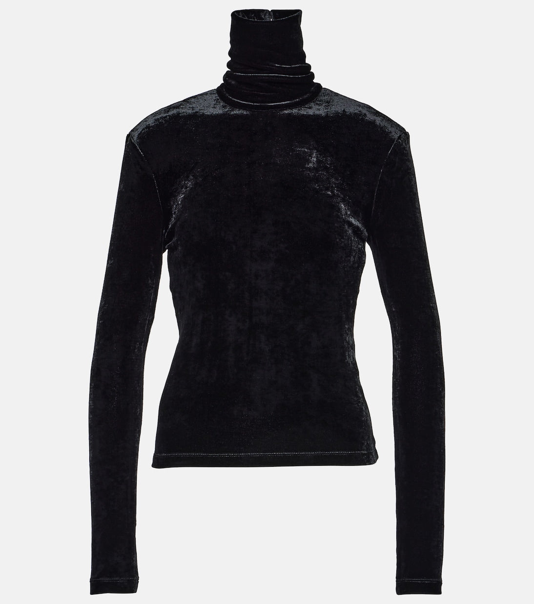 Saint Laurent Velvet Jersey Turtleneck, Black