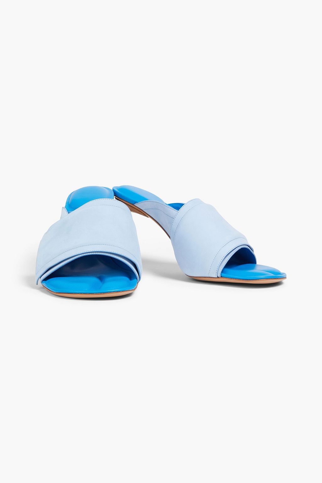 JACQUEMUS Blue Nubuck Mules with Soft Aqua Lining