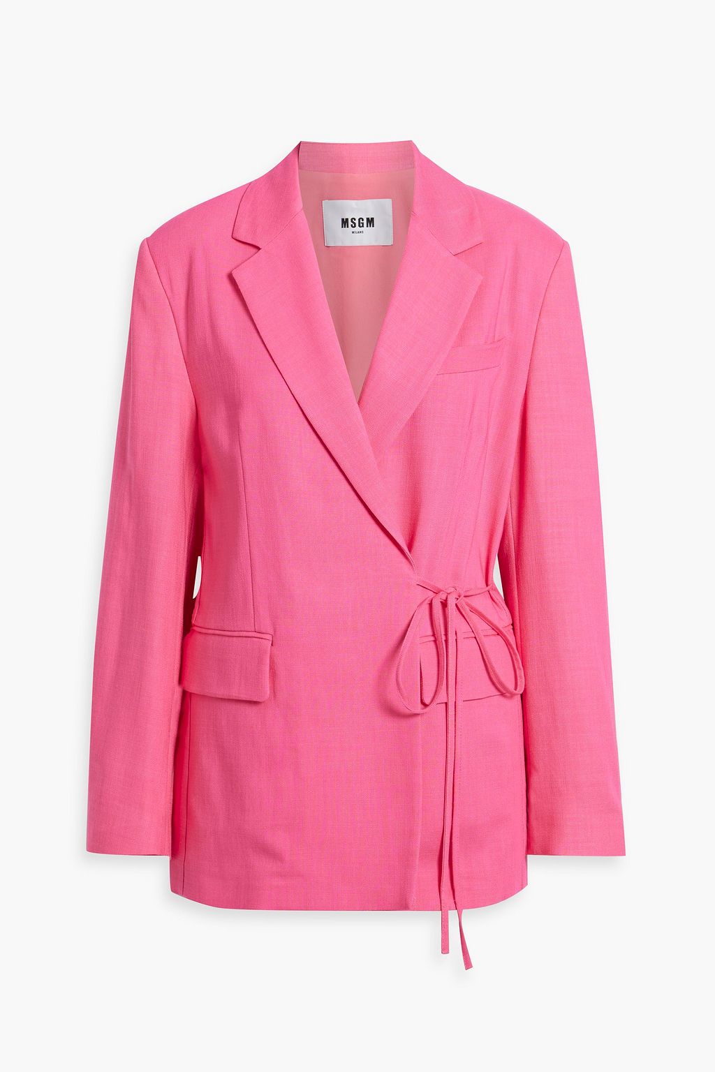 MSGM Woven Tie Front Blazer, Pink