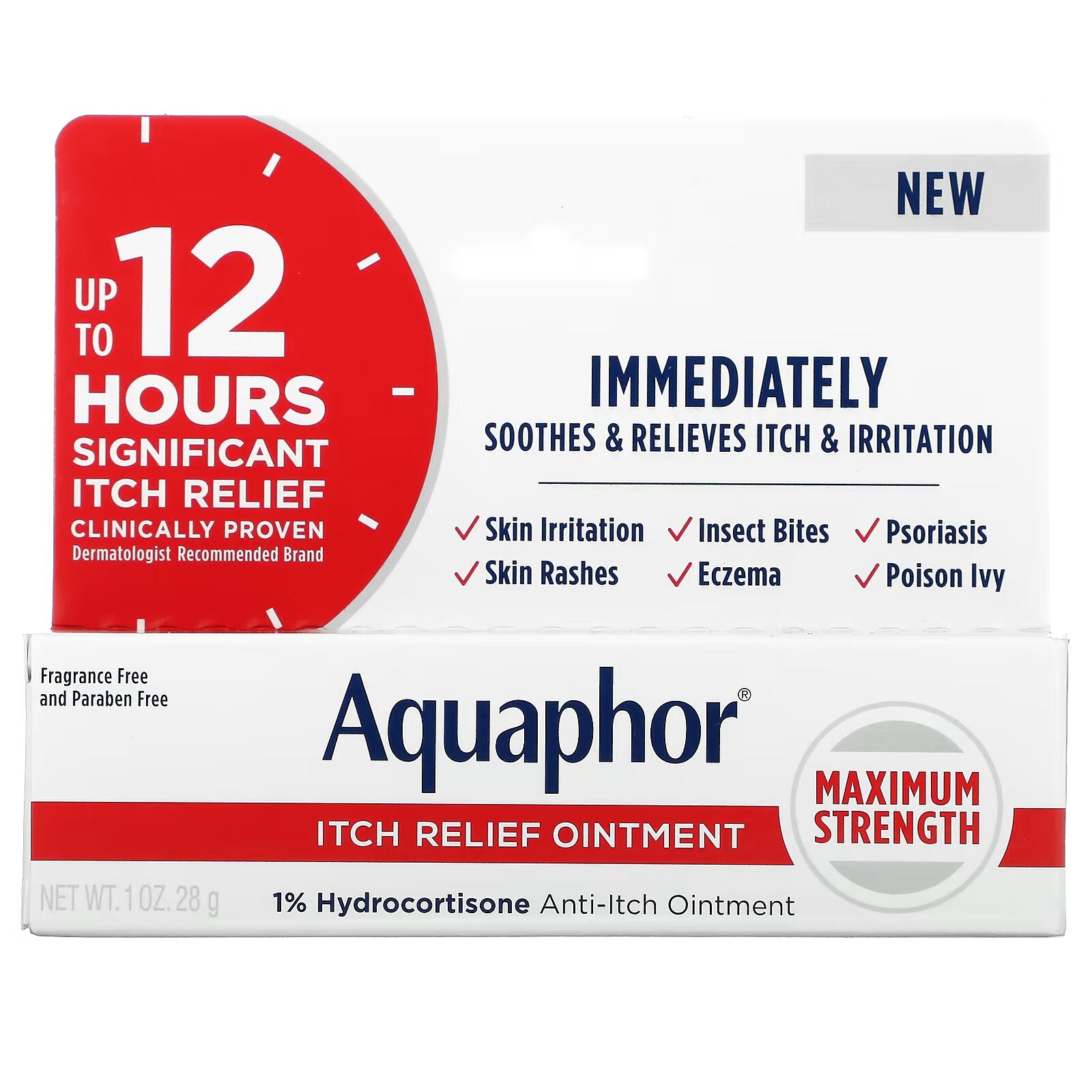 Aquaphor, Itch Relief Ointment, Maximum Strength, Fragrance Free, 1 oz (28 g)