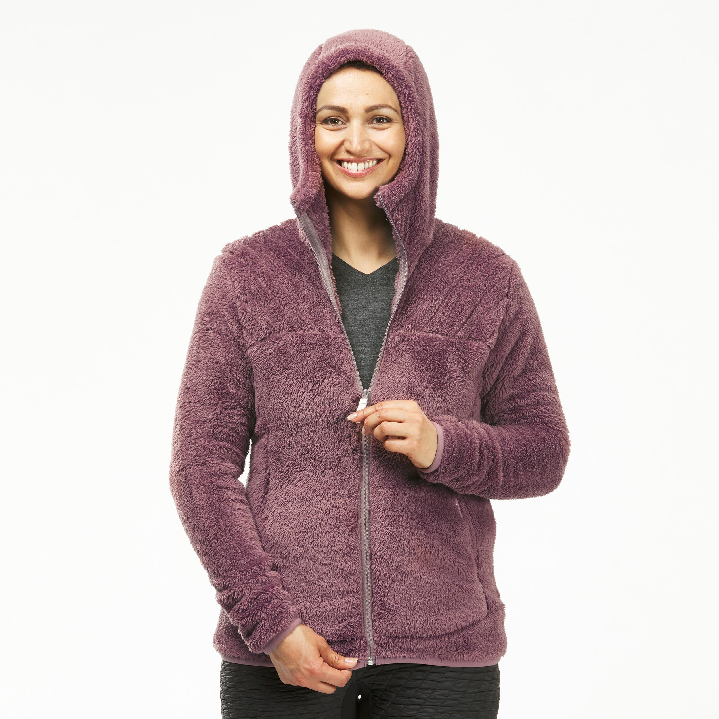 Women's fleece hiking sweatshirt SH100 Ultra-Warm Quechua, purple