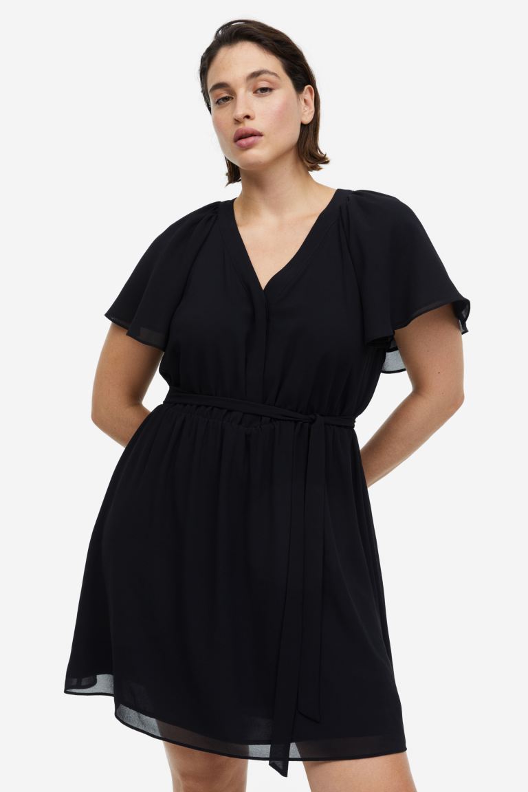 H&M Chiffon V-Neck Dress, Black