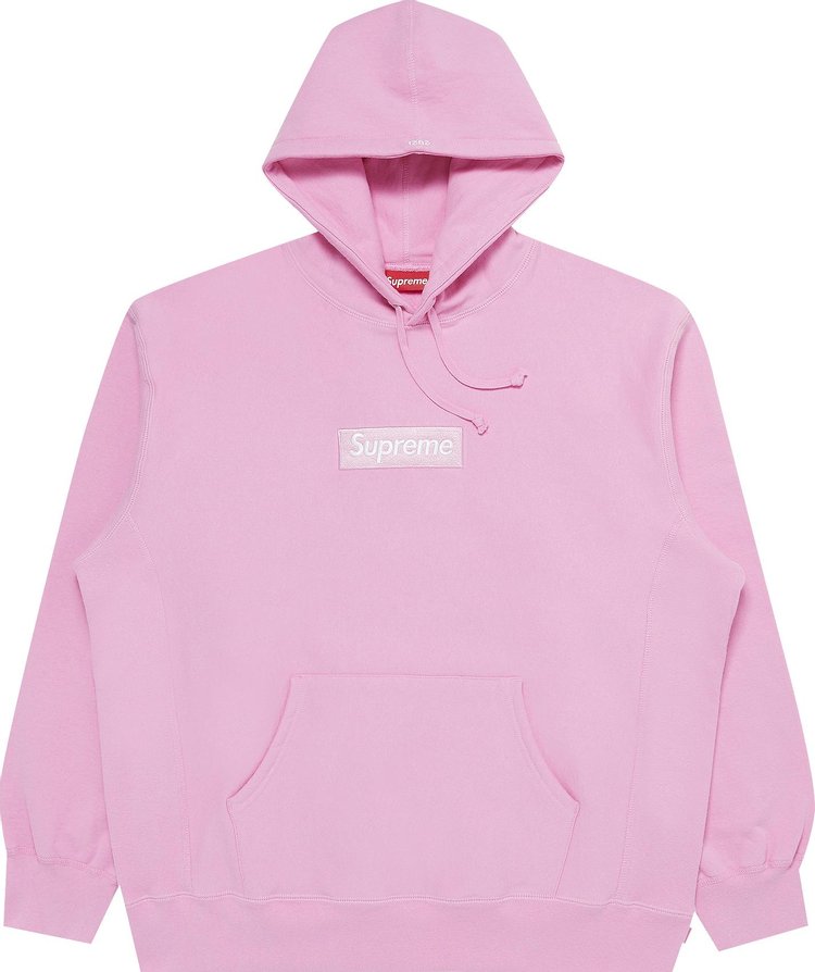 سويت شيرت Supreme Box Logo بغطاء رأس "وردي"، وردي