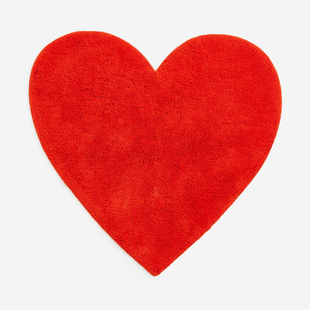 H&M Home Tufted Heart Rug, bright red