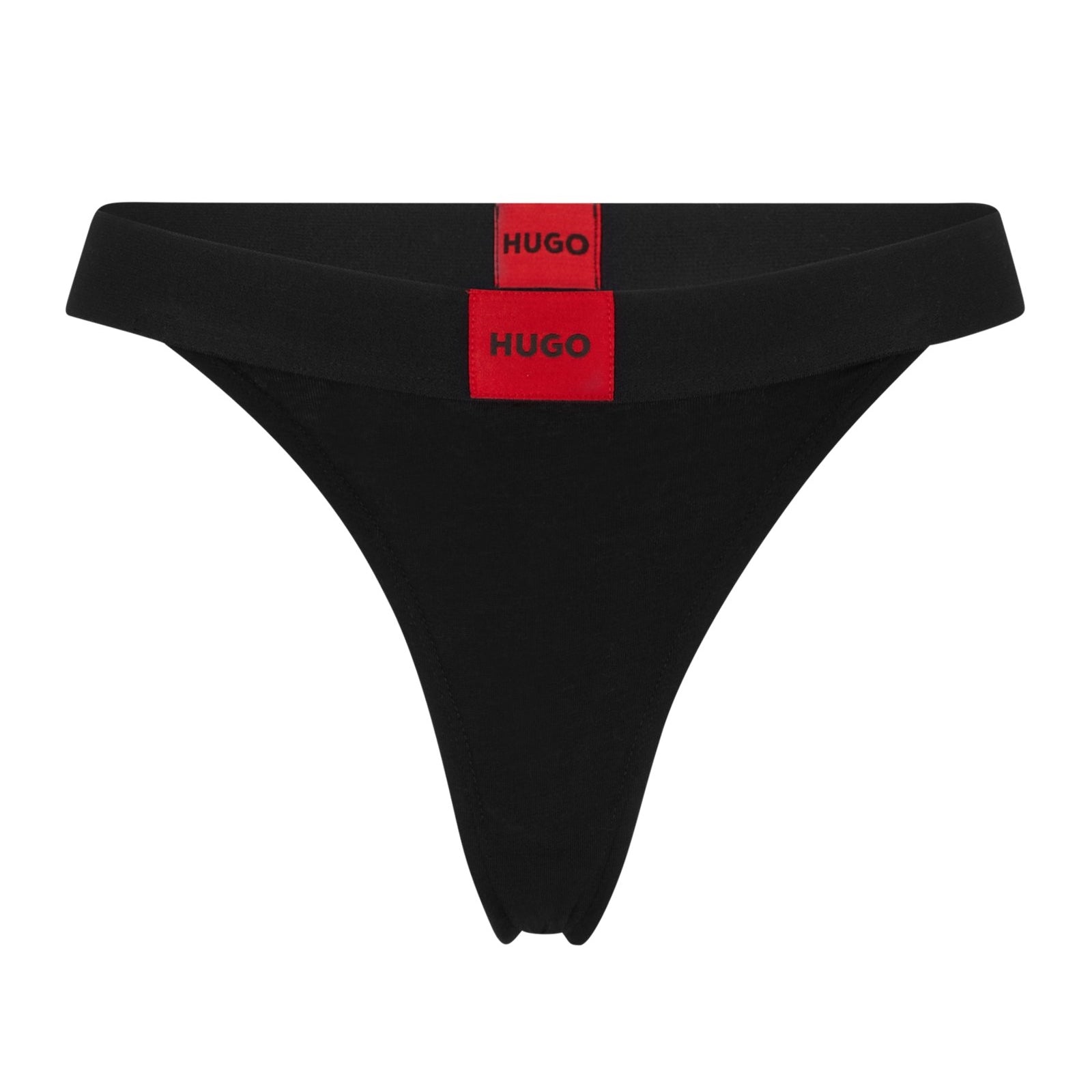 Hugo Stretch-cotton Thong With Red Logo Label, black