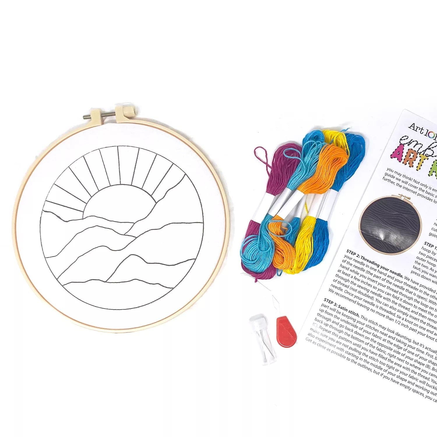 Art 101 Crafts embroidery kit with 3 hoops and Art 101 designs