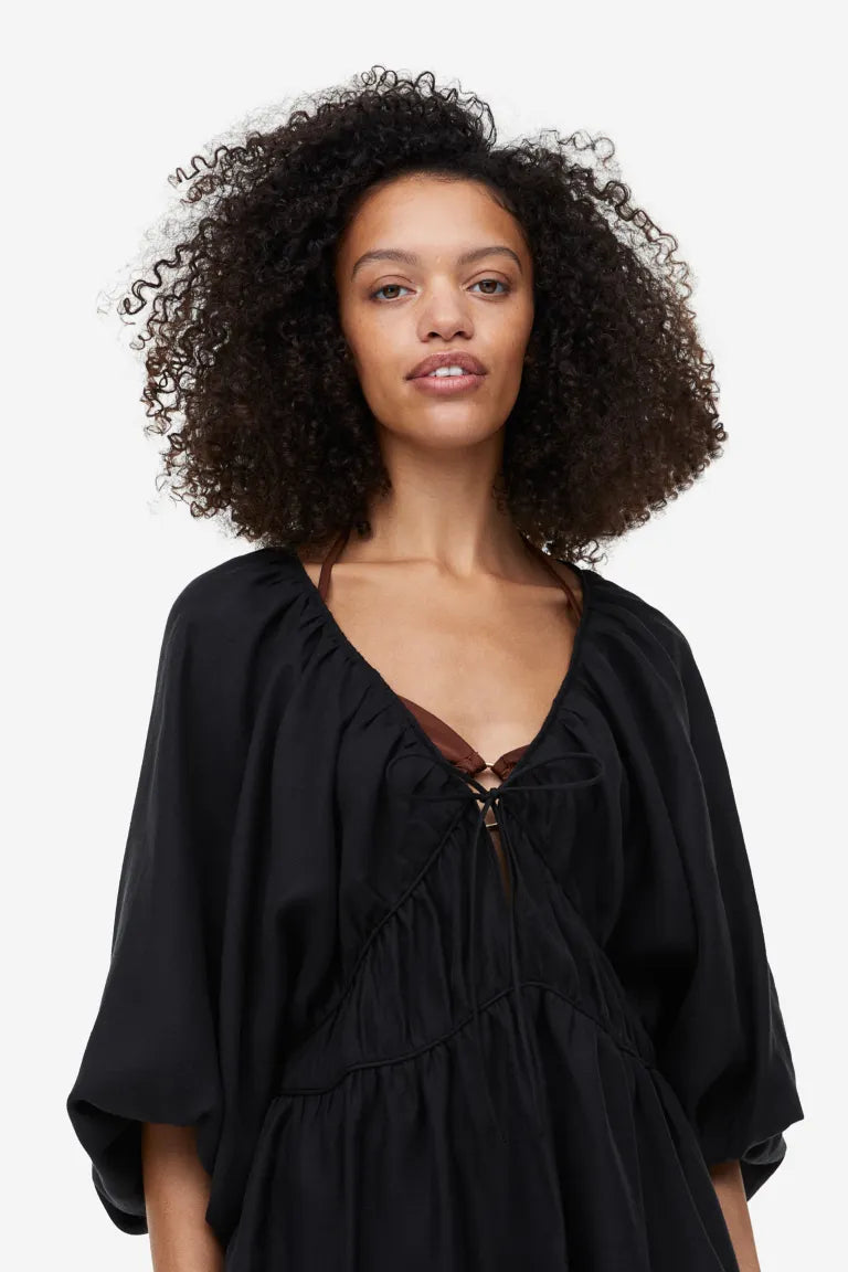 Oversized lyocell blend dress H&M, black