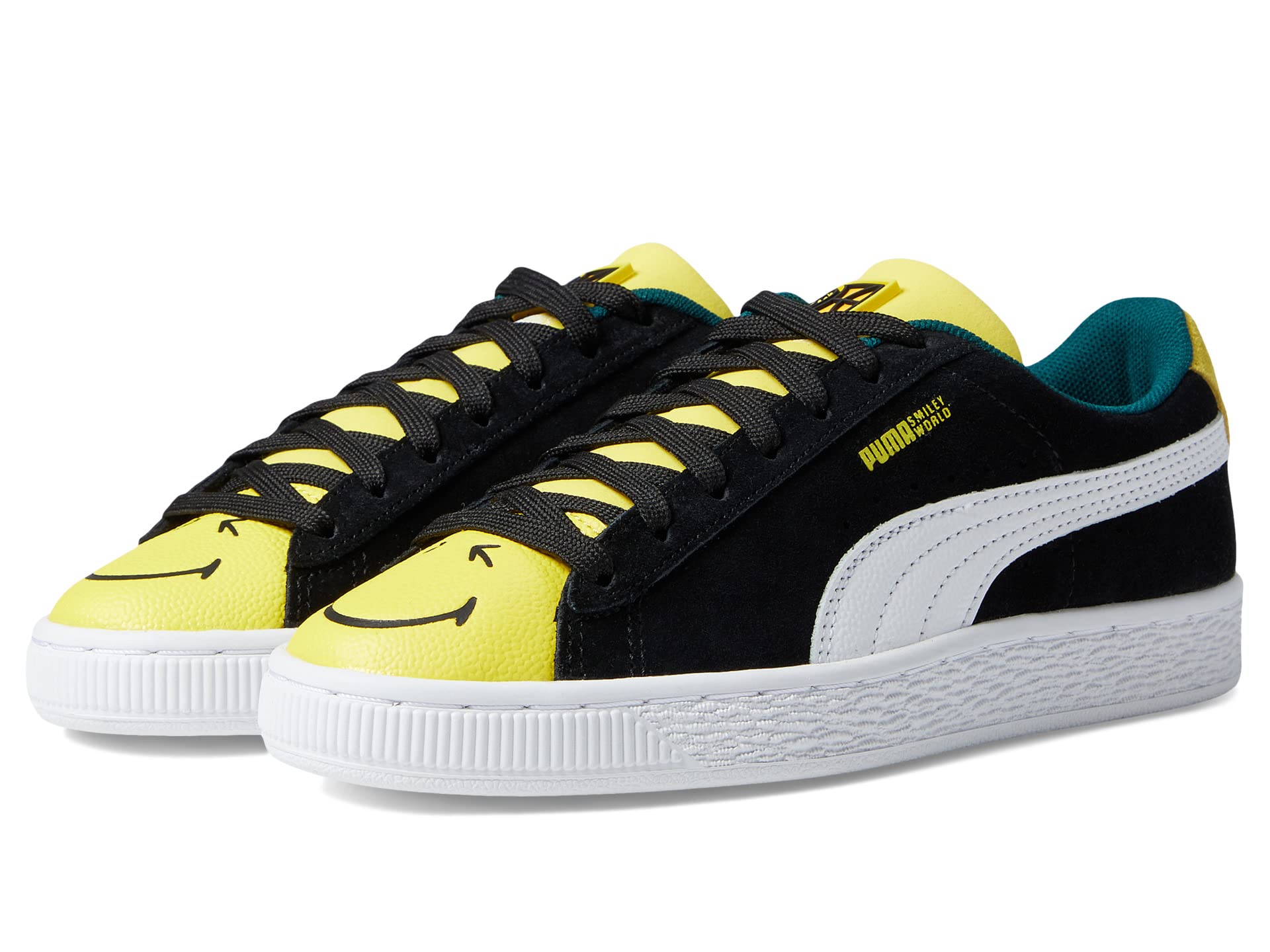 حذاء رياضي للأطفال من Puma Suede Smileyworld باللونين الأسود والأصفر