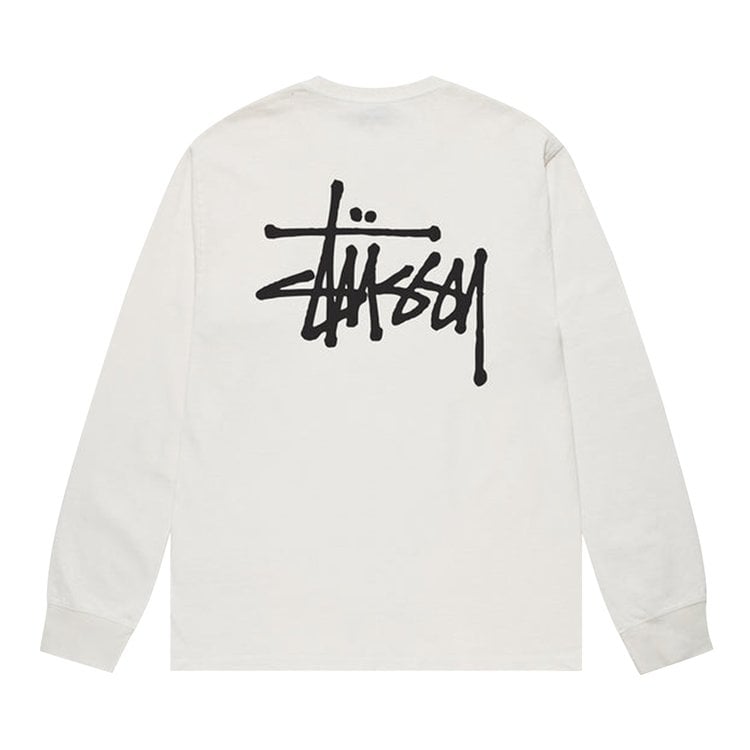 Stussy Basic Pigment Dyed Long-Sleeve Tee 'Natural', white