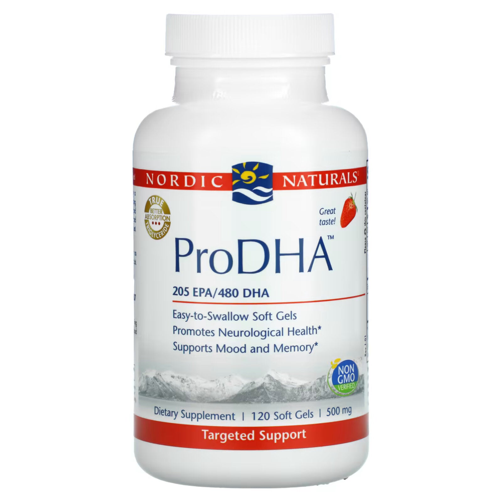 Nordic Naturals, ProDHA، نكهة الفراولة، 240 ملجم، 120 كبسولة هلامية